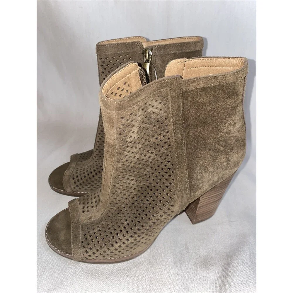 Lucky Brand Lakyn chunky leather open Toe Heel Bootie Ankle women 9 lagen boho